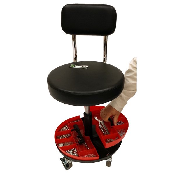 Lds Industries Mechanics Stool with Backrest and Removable Tray 1010277